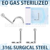 znsb sterilized 316l steel nose screw 20g 2mm ball top