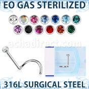 znscb25 piercing esterilizado piercing nariz l acero 316l cristal redondo bisel 1 5mm al por mayor