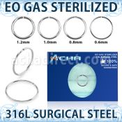 zsel sterilized 316l steel seamless nose ring 16g to 22g