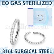 zsgsh10 sterilized steel hinged segment ring 16g cnc cz