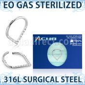 zsgsh15 sterilized steel hinged segment ring cnc cz pear