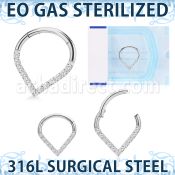 zsgsh15 sterilized steel hinged segment ring cnc cz pear