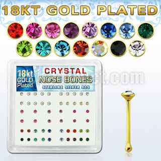 18nbbxm caja display piercing nariz hueso plata esterlina 925 0 6mm cristal redondos 1 5mm oro 18 kts venta