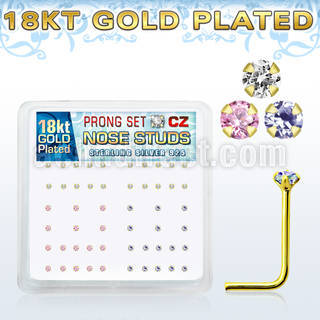 18nszbm caja display piercing nariz l plata 925 0 6mm oro 18 kts zirconia 1 5mm distribuidor mayorista