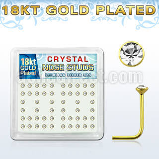 18s14xc silver nose studs w 18k gold plating 2mm crystal tops