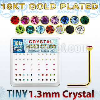 18s6xm caja display piercing nariz l plata esterlina 925 0 6mm oro 18 kts cristal redondo 1 25mm mayorista