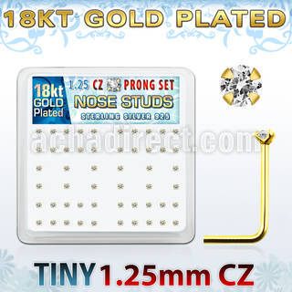 18sz12xc caja display piercing nariz l plata esterlina 925 0 6mm oro 18 kts zirconia claras 1 25mm distribuidor