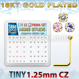 18sz12xm caja display piercings nariz plata esterlina 925 0 6mm oro 18 kts zirconia redondas 1 25mm al por mayor