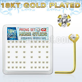 18sz25xc caja display piercing nariz l plata esterlina 925 0 6mm oro 18 kts grandes zirconia claras 2 5mm mayorista