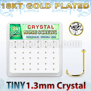 18w6xc caja display 36 piercings nariz l plata 925 oro 18 kts 0 6mm cristal 1 25mm al por mayor