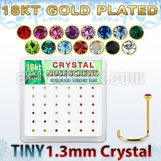 18w6xm caja display 36 piercings nariz l plata 925 oro 18 kts 0 6mm cristal 1 25mm venta