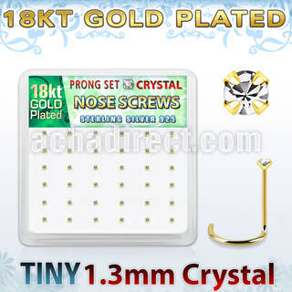 18wp6xc caja display 36 piercings nariz l plata 925 oro 18 kts 0 6mm cristal 1 25mm al por mayor