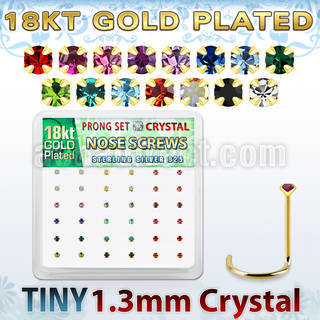 18wp6xm caja display 36 piercings nariz l plata 925 oro 18 kts 0 6mm cristal 1 25mm venta