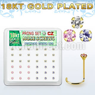 18wz2xm caja display 36 piercings nariz l plata 925 oro 18 kts 0 6mm zirconia 2mm distribuidor