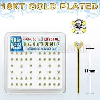 18yp19xc caja display piercing nariz doblar tu mismo plata esterlina 925 0 6mm oro 18 kts cristal claro 2 5mm mayorista