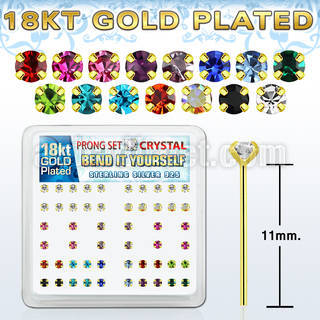 18yp19xm caja display piercing nariz doblar tu mismo plata esterlina 925 0 6mm oro 18 kts cristal 2 5mm mayorista
