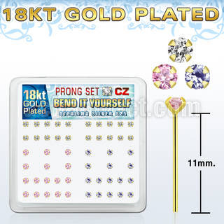 18yz25xm caja display piercing nariz doblar tu mismo plata esterlina 925 oro 18 kts grandes zirconia 2 5mm distribuidor mayorista