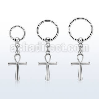 bcrtg769 venta por mayor aro bola presion acero 316l anodizado oro colgante cruz ankh oro al por mayor