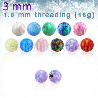3mm synthetic opal ball w 18g 1mm threading