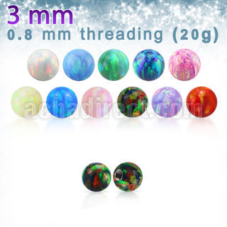 3mm synthetic opal ball w 20g 0.8mm threading