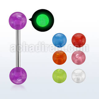 bbbgl barbell lengua acero quirurgico 316l bolas 6mm brillan oscuridad 16mm distribuidor mayorista