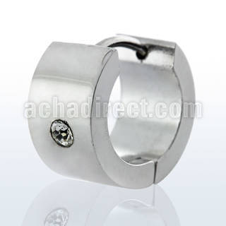 ercz3 pendiente aro huggie acero inoxidable cristal solo zirconia par suelto al por mayor