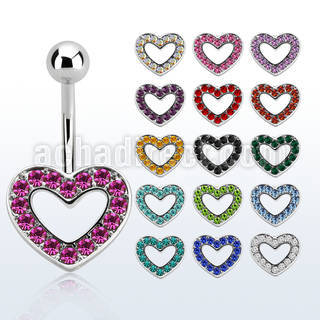 mcd499 piercing ombligo acero quirurgico corazon cristal 10mm distribuidor