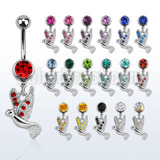 mcd550 piercing ombligo acero quirurgico zirconia redonda 8mm paloma cristal 10mm mayorista
