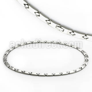 snk4 collar acero inoxidable brillo espejo enlaces diamante alternativos mayorista