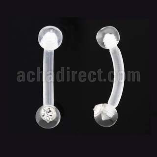 abne1c acrylic eyebrow banana w 3mm jewel acrylic ball