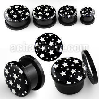 afpmm dilatacion plug tornillo acrilico negro logo estrellas blancas fondo negro mayorista