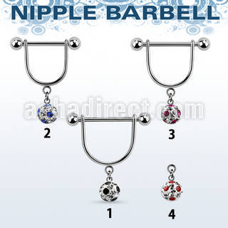 afrsnp6 barbell pezon estribo acero quirurgico bolas 5mm bola 6mm multi cristal ferido puntos al por mayor