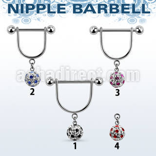 afrsnp8 barbell pezon estribo acero quirurgico bolas 5mm bola 8mm multi cristal ferido puntos mayorista
