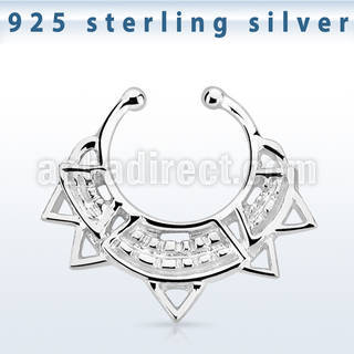 agsepd10 falso septum plata 925 1mm amplio grabado indio 12mm mayorista