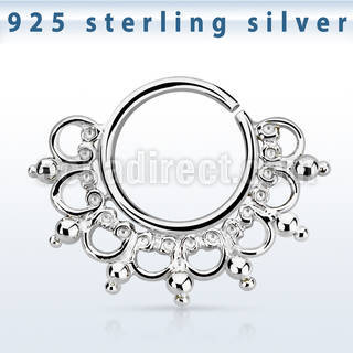 agsepv12 silver septum ring w a extra wide engraved indian design