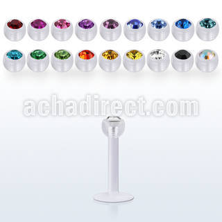 albeajb3 labret flexible acrilico transparente bola cristal bisel 3mm venta