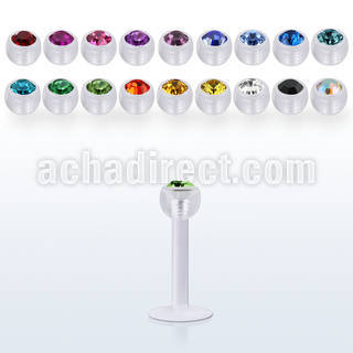 albeajb4 labret flexible acrilico transparente bola cristal bisel 3mm mayorista