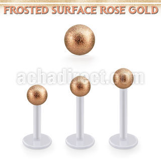 albfott4 bio  flex labret w 4mm rose gold frosted steel ball