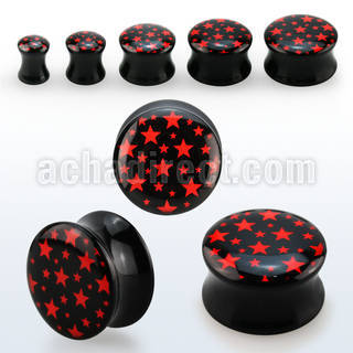apghh dilatacion plug doble flare acrilico negro logo estrellas rojas fondo negro distribuidor mayorista
