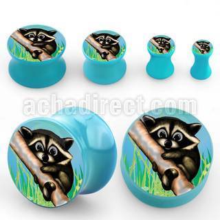 apgrac dilatacion plug doble flare acrilico azul bebe logo mapache al por mayor