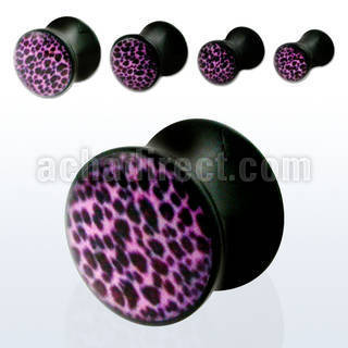 apgz dilatacion plug doble acrilico negro logo estampado leopardo rosa negro joyeria 80's retro mayorista