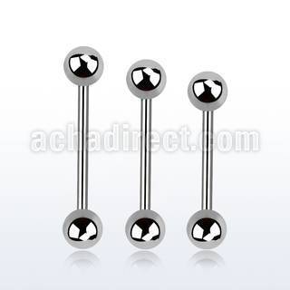 bb20 6mm to 10mm 316l steel barbell with two 3mm balls