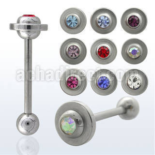 bbbtmc 316l steel tongue barbell with 6mm saturn ring ball