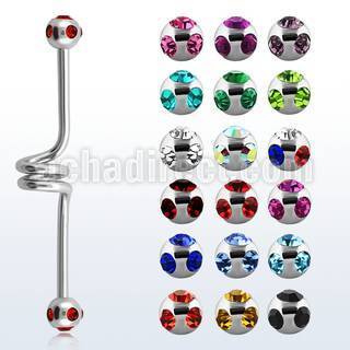 bbcl barbell industrial espiral acero quirurgico bolas multi joya 5mm mayorista