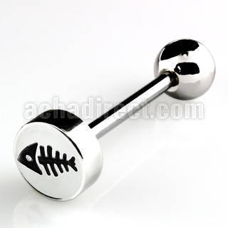 bbec2 316l steel tongue barbell with 8mm bone logo top