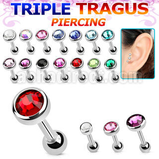 bber62 316l steel tragus piercing w 3  5mm crystal top