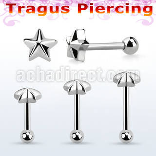 bber64 316l steel helix barbell w 5mm star shape top 3mm ball