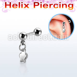 bber82 316l steel helix barbell, 16g w 4mm ball tulip 