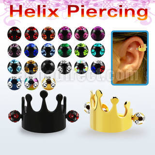 bbert68 piercing cartilago acero 316l anodizado negro dorado corona barbell bolas multi joya 3mm al por mayor
