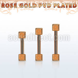 bbettd25 barbell ceja acero 316l pvd oro rosa dados 2 5mm distribuidor
